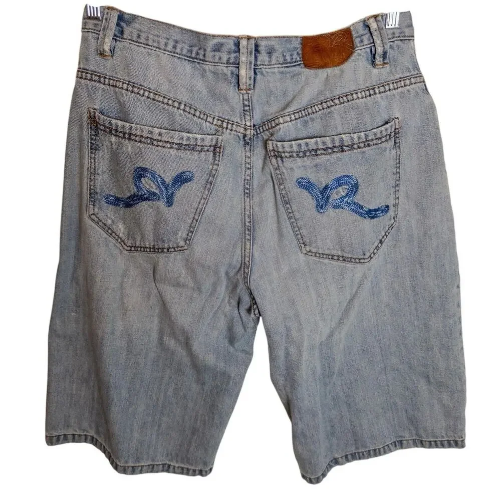 Rocawear Y2K Light Wash Denim Jean Shorts Men’s 34 Hip Hop Baggy